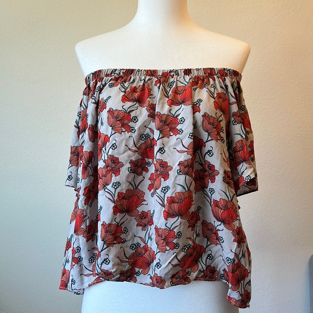 Off shoulder Poppy Floral Blouse